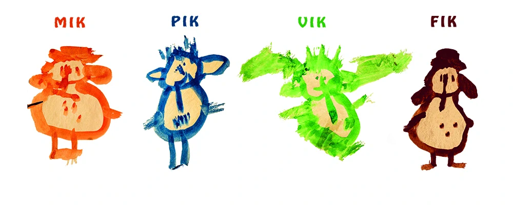 Tričko - Čtyři kamarádi - Mik, Pik, Vik, Fik