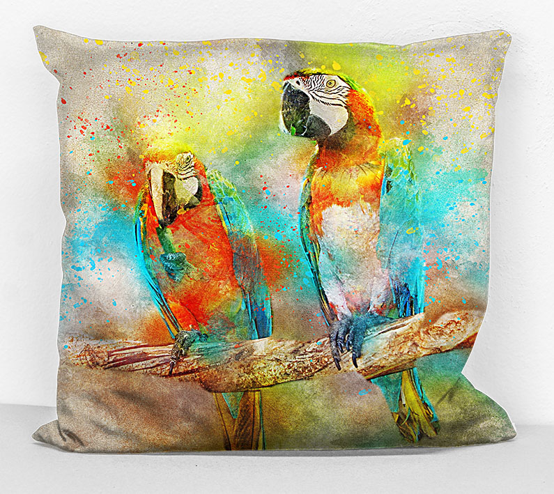 povlak na polštář - papoušci