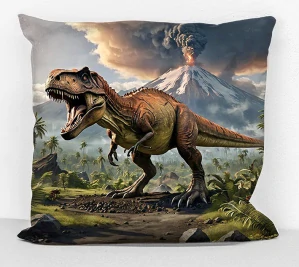 Povlak na polštář - Tyrannosaurus a sopka