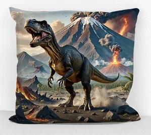 Povlak na polštář - Tyrannosaurus a sopka 2