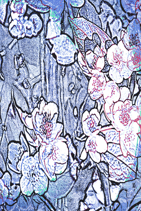 Látka - rozkvetlá obloha - vzor 595 (rozměr 130 x 300 cm)
