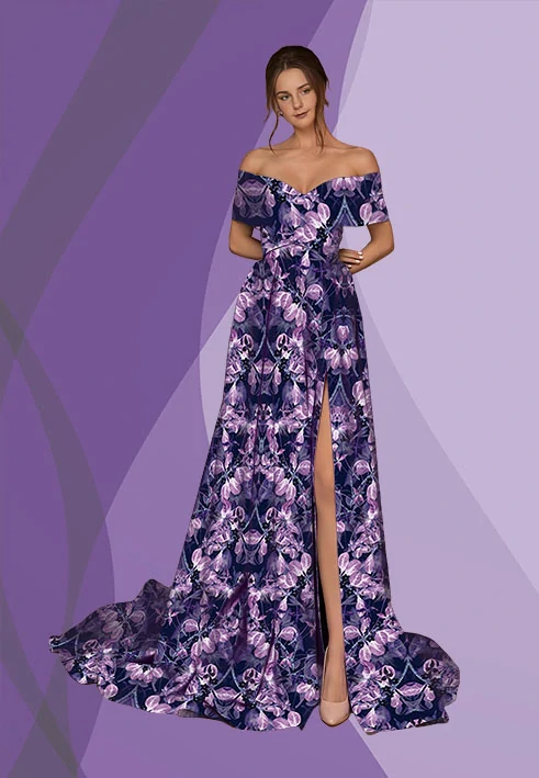 Metráž 82 a - ornament z listů - fialový tmavý