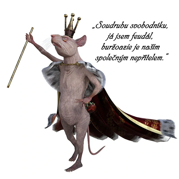 Tričko - vtípky - „Soudruhu svobodníku, já jsem feudál, buržoazie je naším společným nepřítelem.“