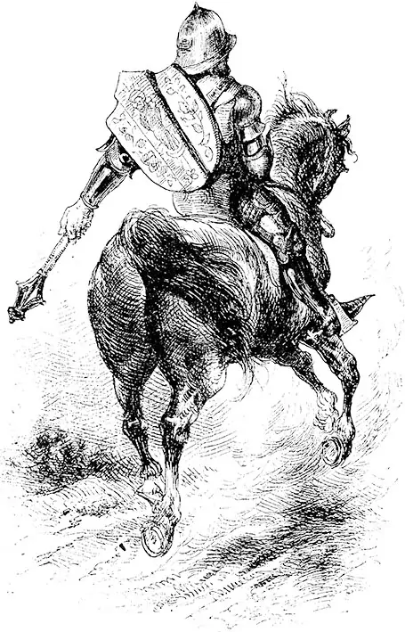 Tričko - jezdec na koni se štítem a palcátem