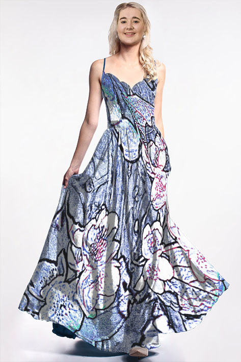 Látka - rozkvetlá obloha - vzor 595 (rozměr 130 x 300 cm) 