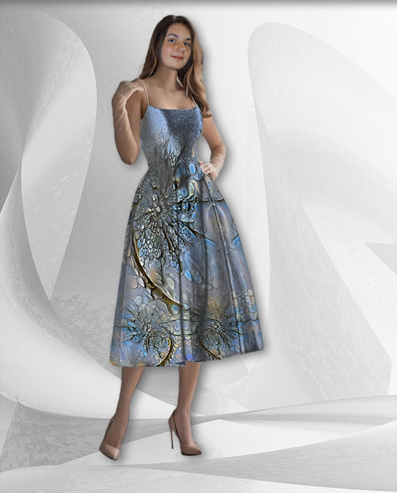 Bordura pro metráž 47 - Akvamarinové květy