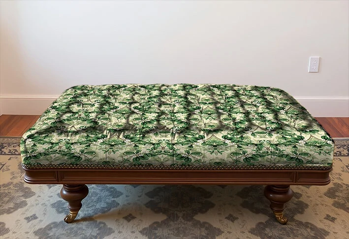 Metráž 82 - ornament z listů - zelený