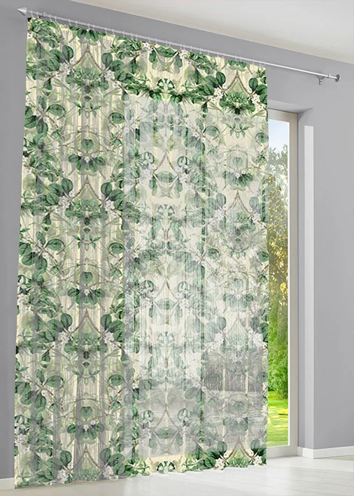 Metráž 82 - ornament z listů - zelený