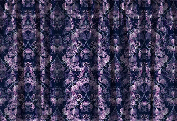 Metráž 82 a - ornament z listů - fialový tmavý