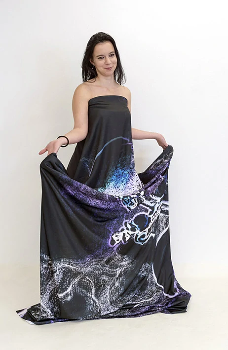 Látka - motiv - jíní a měsíc - vzor 718 (rozměr 150 x 240 cm)