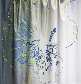 Látka - motiv ledové květy -  vzor 559 (rozměr 150 x 240 cm)